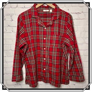 L.L. Bean Red Plaid Button Down Sleep Shirt Size Large Petite (LP)